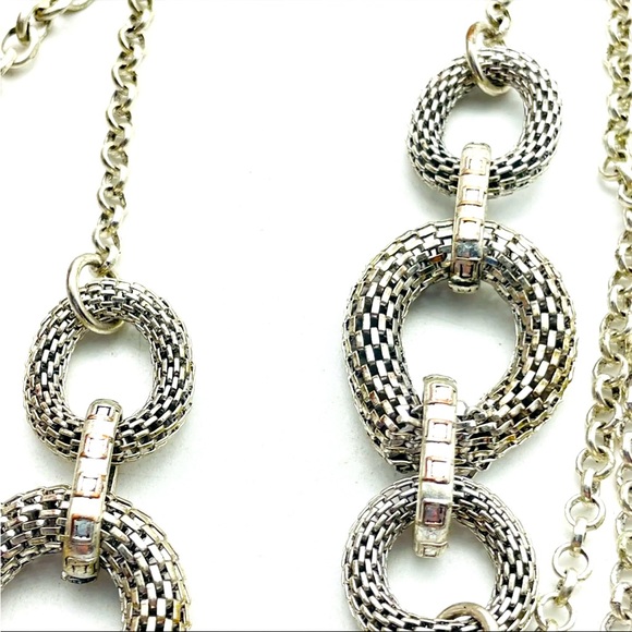 PREMIER Silver Long Layered Necklace and Earrings - Picture 3 of 7